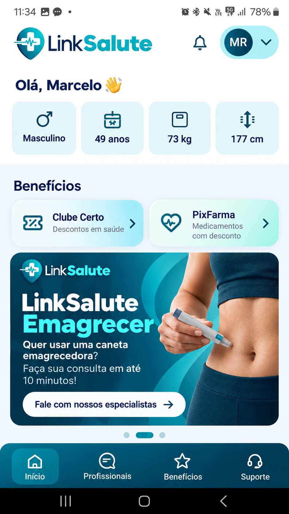 Aplicativo LinkSalute com benefícios disponíveis na sua rotina